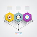 Vector Infographics label design with hexagon 3 option or step