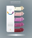 Vector infographics timeline design template with 3D paper label and graph 5 steps options