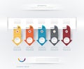 Vector infographics timeline design template with 3D paper label and graph 5 steps options