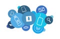 Vector informatics cloud comprised of computer and data icons Royalty Free Stock Photo