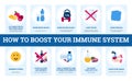 Vector information banner how to boost your immune system.