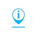 Vector Information Center Sign, Flat Design Blue Icon Isolated, Map Pointer.