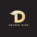 vector initial letter d business wing logo icon corporate technology concept gold color