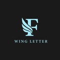 vector initial letter f business wing logo icon corporate technology concept blue color