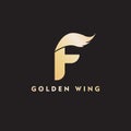 vector initial letter f business wing logo icon corporate technology concept gold color