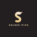 vector initial letter s business wing logo icon corporate technology concept gold color