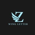 vector initial letter z business wing logo icon corporate technology concept blue color