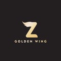 vector initial letter z business wing logo icon corporate technology concept gold color