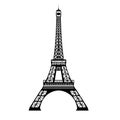 Vector ink black Eifel Tower hand drawn landmark symbol of Paris, France. Great for french invitations, greeting cards Royalty Free Stock Photo