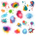 Vector ink paint splat, paint splashes color background. Royalty Free Stock Photo