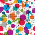 Vector ink splash seamless pattern with rounded overlap transparent shapes, colorful expressive graphic art repeat backdrop with Royalty Free Stock Photo