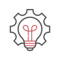 Vector innovation icon. Light bulb and cog. Premium quality graphic design element. Modern sign, linear pictogram