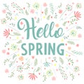 Vector inscription hello spring goodbye winter on black background