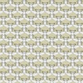 Vector Insects in Gray on Gold Background Seamless Repeat Pattern. Background for textiles, cards, manufacturing