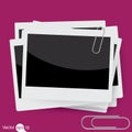Vector instant photo frame with paperclip