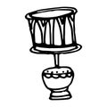 Vector insulated table lamp. office modern lamp hand-drawn side view, doodle style black outline on white background for Royalty Free Stock Photo