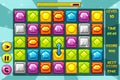 Vector interface GEMS Match3 Games. Multicolored precious stone, game assets icons and buttons