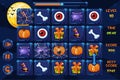 Vector interface Match3 Games, icons and buttons in halloween style, GUI Graphic Assets