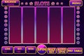 Vector Interface slot machine in purple colored. Complete menu of graphical user interface and full set of buttons for