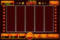 Vector Interface slot machine style St.Valentine in red colored. Complete menu of graphical user interface and full set of buttons