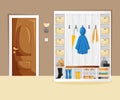 Vector interior of home hallway with wardrobe