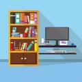 Vector interior scene flat design, knowledge and entertain concept