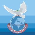 Vector International day of Peace. White dove