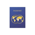 Vector international passport cover template. Blue passport on white background Royalty Free Stock Photo