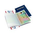 Vector international passport with Estonia visa sticker