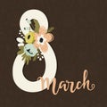 International Women's Day greeting card. 8 March sign