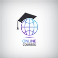 Vector internet learning, teaching, online courses logo, icon