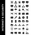 Vector 1Internet and Security icon set include fingerprint, search, computer, shield, deposit, bugs, magnifier, firewall, padlock