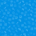 Vector Internet technology and programming Seamless Pattern with simple linear icons set on blue background