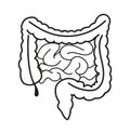 Vector Intestine of human, illustration of intestine icon line isolated on clean background for medical clinic.