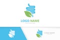 Vector intestine and leaf logo combination. Unique organic colon logotype design template.