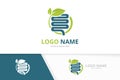 Vector intestine and leaves logo. Unique digestion logotype design template.