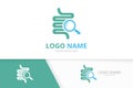 Vector intestine and loupe logo combination. Colon and magnifying glass logotype design template.