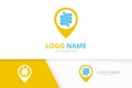 Vector intestine and map pointer logo combination. Colon and GPS locator logotype design template. Royalty Free Stock Photo