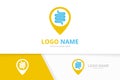 Vector intestine and map pointer logo combination. Colon and GPS locator logotype design template.