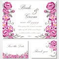 Vector invitation card with roses for wedding, marriage, birthday