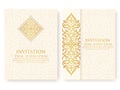 Vector invitation, cards with ethnic arabesque elements. Arabesque style design.