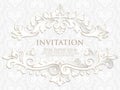 Vector invitation, cards or wedding card with damask background and elegant floral elements.