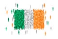 Vector Ireland state flag formed by crowd of cartoon people