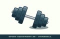 Vector iron dumbbell icon. Game equipment. Professional sport, classic dumbbell for gym competitions and tournaments. Isolated