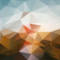 Vector irregular polygon background - triangle low poly pattern - color ochre camel beige brown orange pink sky blue Royalty Free Stock Photo