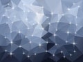 Vector irregular polygon background with a triangle pattern in dark bnow blue color with reflection Royalty Free Stock Photo