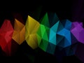 Vector irregular polygon background with a triangle pattern in full color spectrum rainbow on dark - horizontal strip in Royalty Free Stock Photo