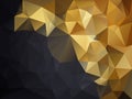 Vector irregular polygon background with a triangle pattern in gold yellow and black gray color - diagonal gradient