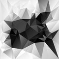 Vector irregular polygon background with a triangle pattern in grayscale - black, whihe and gray color Royalty Free Stock Photo