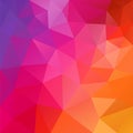 Vector irregular polygon background with a triangle pattern in hot spectrum color - orange, red, pink, magenta and purple Royalty Free Stock Photo